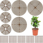 YGAOHF Soil Cover for Indoor Plants, 2 Pcs 20.8" and 3 Pcs 11.8" Plant Pot Grid Cover Protectors from Animals with Stakes, Plastic Cuttable Flower Cover for Cat Digging Stopper, Baby Safety, Brown