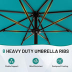 AreShark 9 FT Patio Umbrella for Outdoor, Outdoor Table Umbrella with Push Button Tilt and Crank, Outdoor Patio Umbrellas with 8 Sturdy Ribs for Market, Garden, Pool (Lake Blue)