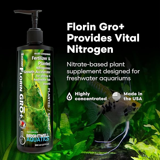 Brightwell Aquatics Shrimp FlorinGrō+ – Nitrate-Based Plant Supplement for Shrimp Aquariums – Supports Growth, Chlorophyll & Vibrant Foliage – Copper-Free, 500 ml