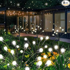 Solar Garden Lights, 8 Pack 64LED Solar Firefly Lights, Waterproof Garden Light Outdoor with 2 Lighting Modes, Swaying Light for Outside Yard, Walkway, Patio, Lawn, Flower Bed Decoration (Cool White)