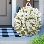 Bougainvillea Artificial Flowers Fake Plants for Outdoors Winter Decoration, 2 pcs Faux Long Trailing Vines UV Resistant Look Real White Silk Flowers for Outside Planter Front Door Porch Urn Yard Home