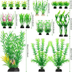 QUOZUO Fish Tank Plants, 20pcs Aquarium Decor Green Plants Artificial Aquarium Decorations Plant, Fish Tank Accessories for Household and Office Aquarium Simulation, Small to Large