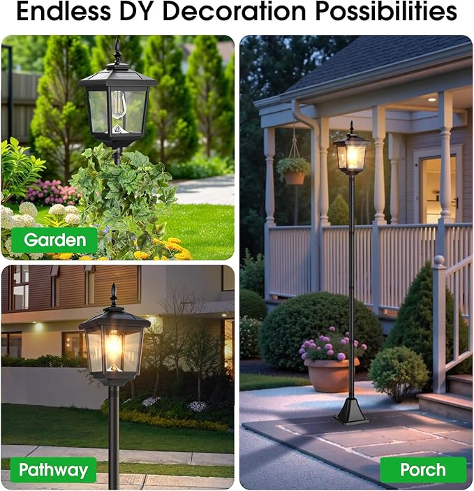 68" Solar Lamp Post Lights Outdoor,2-Pack 2700K Dusk to Dawn Solar Light Posts,Waterproof Outdoor Lights for Garden, Patio, Lawn, Pathway, Driveway, Front Porch Decor(Warm White)
