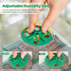 Bonviee 10 Packs Seed Starter Tray with Elevated Lid, 120 Cells Thicken Seed Starting Trays Kit with Adjustable Humidity Vent, Clear Cell Tray and Heightened Lids for Greenhouse & Gardens, Green