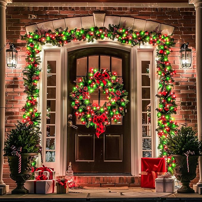 JMEXSUSS 200 LED Red and Green String Lights Outdoor, 66ft Christmas String Lights Indoor Clear Wire Plug in for Bedroom Party Christmas Tree Halloween Christmas Decorations
