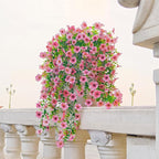 4 Pcs Fake Outdoor Artificial Flowers For Outdoors Uv Resistant, Plastic Flowers For Outdoors, Fake Hanging Plants Faux Flowers For Outdoor Planters, Silk Spring Flowers For Outside Porch（Pink）