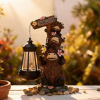 Solar Garden Statues Highland Cow Outdoor Decor Resin Highland Cow Figurine with LED Light Outside Lawn Yard Patio Balcony Gifts for Mom Women