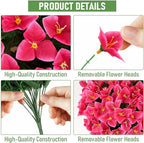 ATTGREAT Artificial Bougainvillea for Outdoors Faux Plants UV Resistant Flowers Fake Plastic Plants Realistic Silk Flowers for Porch Planter Garden Hanging Decoration, 2Pcs(Purple Red & Rose Red)