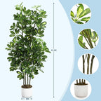 Garvee Artificial Umbrella Tree Plant, 4 ft Tall Faux Schefflera Tree in Black Pot, Large Fake Potted Decorative Plant for Indoor Home Office Decor, Housewarming Gift