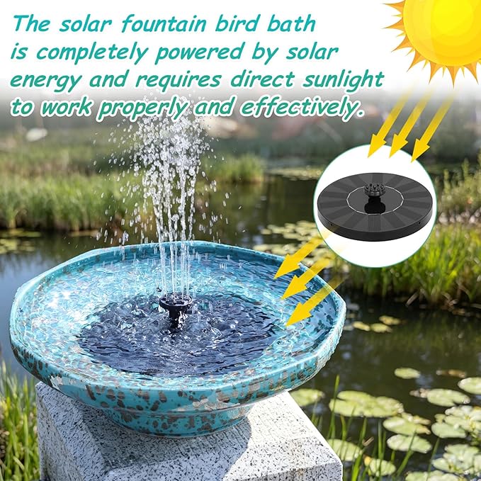 Solar Fountain Ceramic Bird Bath,Bird Bath for Outside,Outdoor Fountain BirdBaths,Garden and Home Décor.