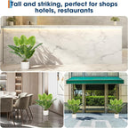 Set of 2 Indoor Artificial Fiddle Leaf Fig Trees – Realistic Green Faux Plants in Pots, Tall Decorative Fake Plant for Home or Office, Low Maintenance, 17.7 Inch Display-Ready