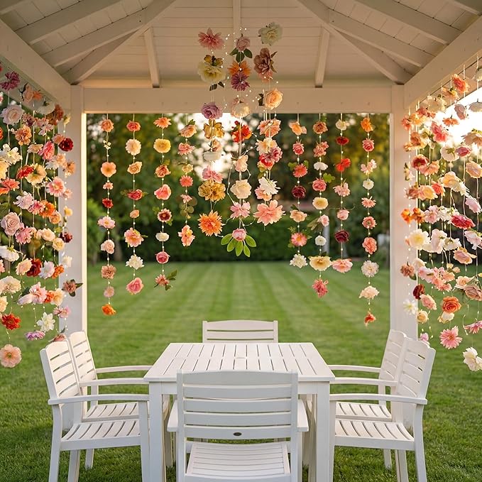Suncalla 6 Pcs 35.4ft Hanging Flowers Garlands Backdrop Lighted Floating Fake Wildflower Vines LED Floral Garland Ceiling for Spring Wedding Bridal Shower Birthday Graduation Party(Bright,Multicolor)