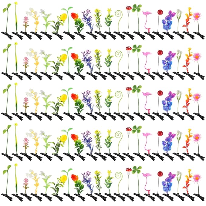Tigeen 100 Pieces Bean Sprout Hair Clip Funny Plant Hairpins Grass Flower Butterfly Mushroom Hair Accessories (Plant)