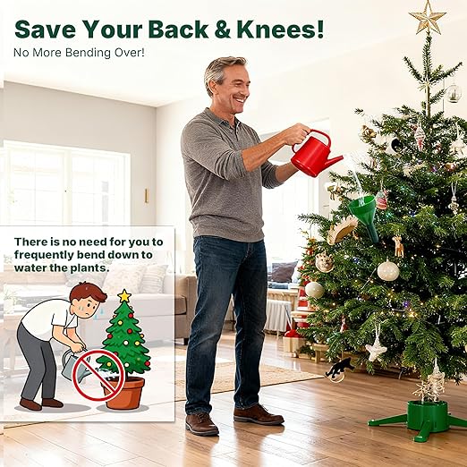 51" Christmas Tree Watering Funnel with Hose of Plastic Longer Christmas Tree Watering Device, Xmas Plant Watering Tool for Indoor Plants Spill-Free, Adjustable 3-Section Design