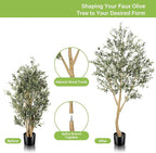 Realead 8ft Faux Olive Tree, Large Realistic Olive Trees Artificial Indoor, Tall Fake Olive Tree with Natural Wood Trunk and Lifelike Fruits for Home Office Decor