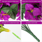 Bougainvillea Artificial Flowers for Outdoors Summer Decor, 4 Bundles Realistic Bougainvillea Fake Silk Outside Flowers UV Resistant Faux Plants for Outdoor Planters Porch Patio Window Garden, Fuchsia