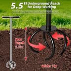 Garden Twist Tiller Cultivator, Manual Hand Tiller Garden Claw Heavy Duty, Lawn Aerator Soil Lossener with Steel Tines and Ergonomic Handle for Garden Bed and Plant Box
