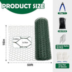 16 in x 50 ft Plant Protectors from Animals, Metal Mesh Plant Protector for Garden Plant Cages for Outdoor Plants with Ground Stakes & Cutting Plier