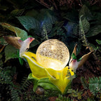 Solar Garden Statue Hummingbird Figurine - Hummingbird Flower Carry Magic Orb Solar LED Lights for Outdoor Statue Decoration for Patio, Balcony, Yard, Lawn Ornament