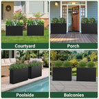 Metal Tall Planter 38" L x 10" W x 26" H, Long Rectangular Planter Box with Drainage Holes & Removable Shelf – Heavy Duty Steel Planter for Tall Plants, Flowers or Shrubs