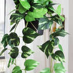 alyptus Fake Pothos Hanging Plants - Artificial Hanging Plant with Pot Realistic Faux Pothos Vines for Indoor Décor, Lush Greenery for Balcony Patio Office, Bathroom - Golden Green