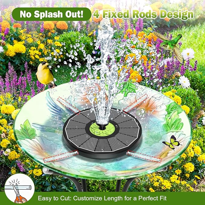SZMP Upgraded 3.5W Full Glass Panel Solar Fountain for Bird Bath, Floating No-Installation Solar Powered Water Fountain Pump with 7 Nozzles, for Garden, Pond Decor (Black)