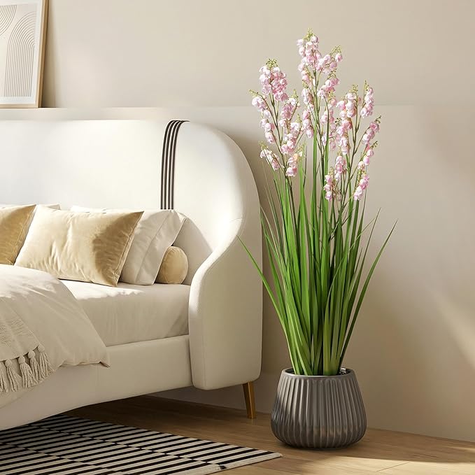 Fake Plants Home Decor Fake Flowers Artificial Plants Outdoor Tall Grass Plant Artificial Pampas Grass Decor Artificial Plants Indoor Fake Grass Living Room Decor Artificial Grass 36" 2PCS（Pink）