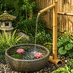 Novabright Traditional Bamboo Fountain 36" Tall, Japanese Shishi Odoshi Water Feature with 59" PVC Hose, Outdoor Garden Patio Decoration Home(Water Pump Not Included)