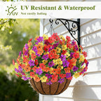 Alupssuc 20 Bundles Artificial Flowers for Outdoor Indoor Decoration, UV Resistant No Fade Fake Plants Eucalyptus, Colorful Faux Spring Flowers for Outside Yard Porch Patio Garden Home Window Box