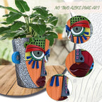 Midogaigai Abstract Face Planter Pots for Plants,Hand-Painted Colorful Flower Pots with Drainage, Indoor Outdoor Garden Decor Gift(Modern,Large)