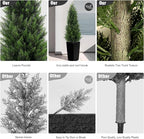 5FT Tall Artificial Cedar Topiary Tree with Compact Pyramidal Shape, Realistic Faux Cypress in Square Black Pot with Fillable Water Bag, Outdoor Evergreen for Front Porch Garden Home Decor