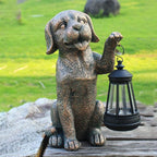 Statue Garden Dog with Solar Lantern - Ideal Gifts for Outdoor Patio, Figurine for Year Dogs – Gift for Mom, Grandma, Dog Lovers,Birthdays Housewarming Present