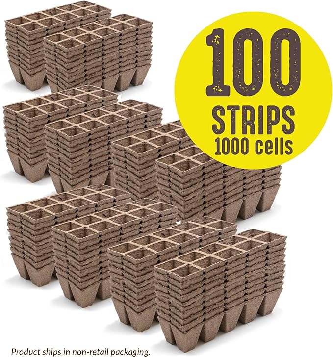 Ferry Morse Jiffy Seed Starting Strips - Biodegradable, Plant Starter Trays - 100 Strips (1000 Cells) - Peat