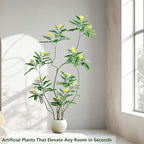 Artificial Mahonia Fortunei Tree - 6FT Artificial Plants Indoor, Fake Floor Plant with White Planter, Tall Sumac Faux Plants for Decor Indoor Home Sala Office Hotel Patio Studio (Yellow)