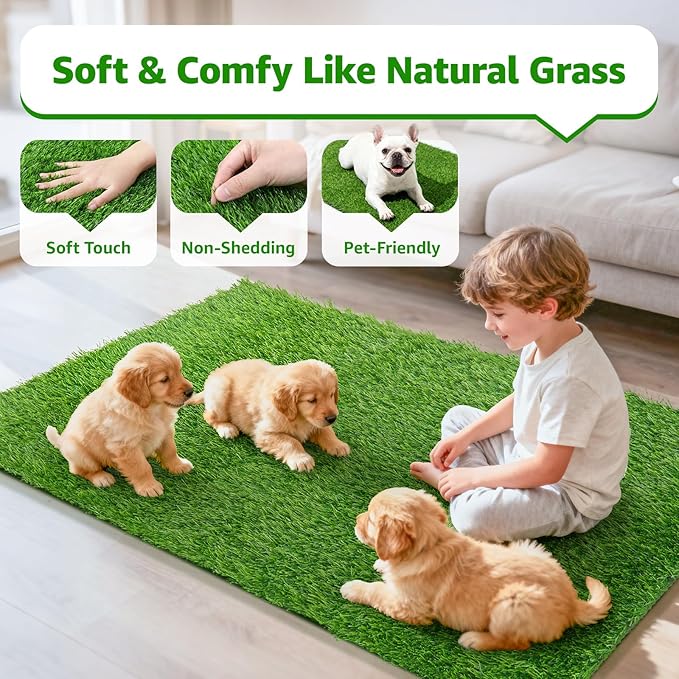 Artificial Turf Grass Outdoor: Grass Pad for Dogs Indoor Potty Training, Replacement Turf Rug for Patio Balcony Apartment Landscape Decoration, Easy to Clean with Drainage Holes(3.0x5.0ft)