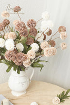 Floroom 9pcs Taupe Beige Mix Faux Silk Mums Artificial Flowers, Bulk Fake Small Mini Chrysanthemums with Stems for DIY Wedding Centerpieces Floral Arrangements Vase Fillers Home Decorations