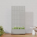 Casaphoria Metal Raised Garden Bed with Trellis and Wheels, 72"x35"x16" Planter Box for Climbing Plants, Vegetables & Vines, Features Drainage Holes and Privacy Screen, Grey-Brick