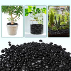 2.5 lbs Black Pebbles for Indoor Plants, 3/8" Small Rocks for Plants Indoor, Succulent, Bamboo, Vase, Decorative Black River Rocks Pea Gravel, Highly Polished