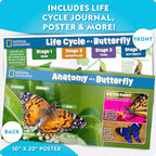 National Geographic Ultimate Butterfly Growing Kit – Butterfly Habitat Kit with Voucher to Redeem 5 Caterpillars (S&H Not Included), Glow-in-The-Dark Figures, Hands-On Activity, Outdoor Toys