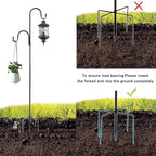 MIPON 2 Pack 78 Inch Double Shepherds Hooks for Outdoor Bird Feeder,Hanging Plants,Solar Light,Adjustable 78/62/46/30 Inch,3/4 Inch Width Heavy Duty Garden Shepards Hook