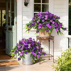 Hommyea Artificial Fake Hanging Flowers Plants Basket for Outdoors Outside Decoration UV Resistant Faux Silk Flowers Look Real Plastic Flowers for Spring Planters Home Porch Patio Garden Decor(purple)