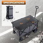 Hikenture Collapsible Wagon - 330LBS Capacity, Extra Large Foldable Wagon with All-Terrain Wheels, Utility Beach Cart for Outdoor Garden