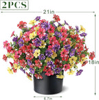 Artificial Morning Glory & Eucalyptus Topiary Trees - Set of 2 Faux Silk Flower Potted Plants, UV-Resistant Fake Outdoor Morning Glory Bushes for Front Door, Farmhouse, Garden Decor (Mixed Color)