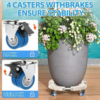 VANCASTLE Plant Caddy with Lockable Wheels Heavy Duty 450lbs Capacity, 15-22 Inch Adjustable Plant Stand with Wheels Rolling base, Plant Dolly for Flower Pot Mover Indoor Outdoor, Beige, 1 Pack