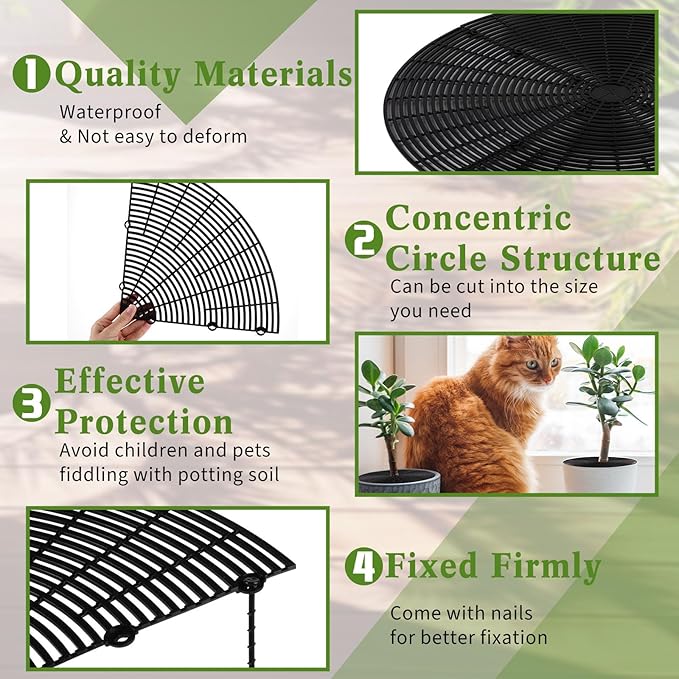 Sawysine 3 Pcs Plant Pot Cover Plant Protector from Animal Flower Pot Grid with Center Cutout Flower Cover Soil Protectors(Black,20.5 in)