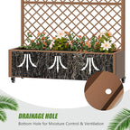 Casaphoria Metal Raised Garden Bed with Trellis and Wheels, 72"x47"x16" Arched Planter Box for Climbing Plants, Vegetables & Vines, Features Drainage Holes and Privacy Screen, Brown-Rhombus