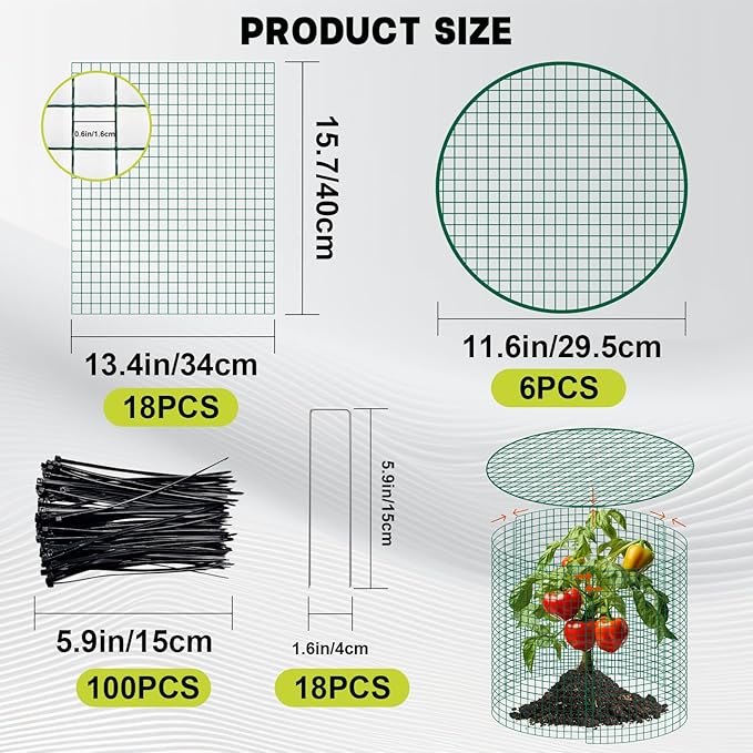 succulentlovers 6 Packs 13"x 16" Wire Plant Protector from Animals, Plant Protector Cages with Detachable Covers & Zip Ties & Stakes, Chicken Wire Plant Covers for Flower and Vegetables Protection