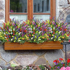 Waipfaru 20 Bundles Artificial Plants Outdoor,Fake Flowers UV Resistant Outdoor Fake Plants,Faux Lavender Shrubs for Window Garden Patio Hanging Planter Pathway Front Porch (Mix)