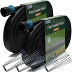 2026 Flat Soaker Hose 150 ft with Stakes for Garden, 75ft x 2 Linkable Drip Hose Diy Garden Irrigation System Saving 80% Water, Dual-layer Leak-free Design Water Hose with Holes