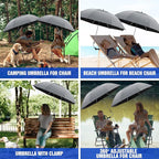 2 PACK Beach Umbrella with Clamp, 360 ° Adjustable Umbrellas for Chair, UPF50+ Umbrella for Beach Chair, Patio Chair, Wheelchair, Camping Chair, Golf Carts (Chair Not Included)